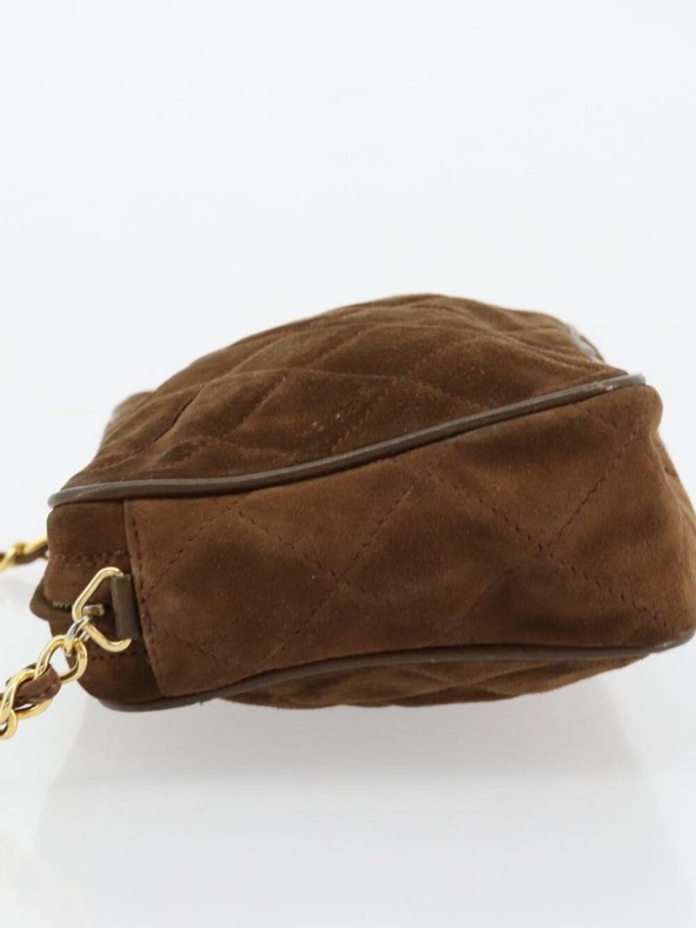 CHANEL Matelasse Chain Shoulder Bag Suede Brown Gold CC Auth BA12895 - Picture 4 of 15
